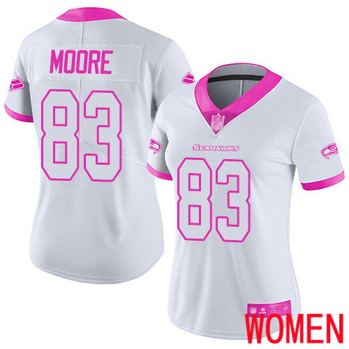 Seattle Seahawks Limited White Pink Women David Moore Jersey NFL Football #83 Rush Fashion->seattle seahawks->NFL Jersey